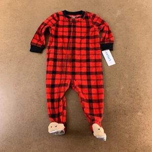 Carters Baby 12 Months Red Black 1-Piece Polar Bear Fleece Footie Pajamas NWT - Picture 1 of 4