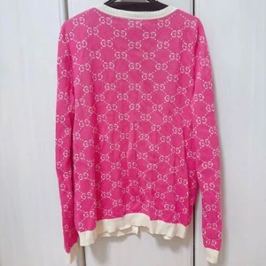 GUCCI GG pattern Cardigan Size L Pink X Ivory Authentic Women Japan Used Rare - Picture 1 of 10
