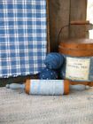Antique Child's German Toy Wood Rolling Pin Blue Milk Paint 1890s Calico