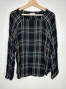 Loft Damen Gr. L schwarz lila grün gold metallic kariert Langarm Bluse - Bild 1 von 13