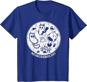 Cute Cat Distressed Bacteria Microbiology Science Lab Youth Unisex T-shirt - Picture 1 of 6