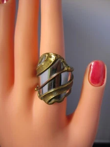Vintage hand made silver tone brass ring - Picture 1 of 6