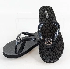 Michael Kors Black Lillie Jelly Thong Sandals – MK Logo Charm – Women’s Size 7 - Picture 1 of 8