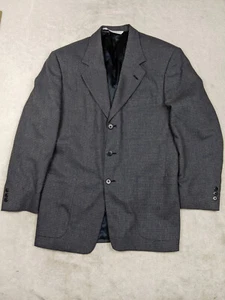 Vtg Union USA Perry Ellis Marshall Fields Men 42S Blue Graph Check Blazer Jacket - Picture 1 of 13