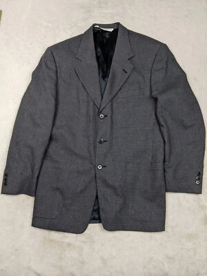 Vtg Union USA Perry Ellis Marshall Fields Men 42S Blue Graph Check Blazer Jacket - Image 1 of 4