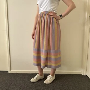 Vintage Sheer Stripe Midi Skirt In Pastel Colours. - Picture 1 of 3