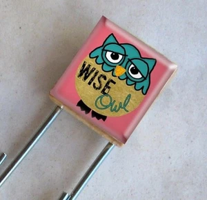 Wise Owl Bookmark Scrabble Paperclip Charm Reading Fun Book Club Nerd Fun hoot - Picture 1 of 2