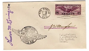 CAM 33N12 Flight San Angelo - Big Spring TX w/ Pilot Autograph ex Steiger 1930 - Picture 1 of 2