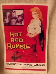 1957 "Hot Rod Rumble" AUTO RACING  GANG HOT ROD 11 X 17 MOVIE POSTER - Picture 1 of 1