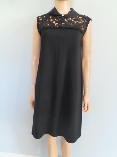 Abito senza maniche Miu Miu nuovo con etichette dettaglio pizzo nero taglia L