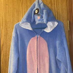 Cozy Critter Dog Full Body Zipper Pajama Medium Hooded Blue - Picture 1 of 8
