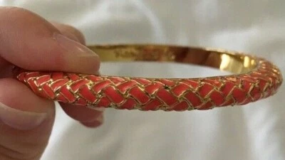 Lilly Pulitzer Basket Case Weave Orange Enamel Bangle Bracelet - Image 1 of 4