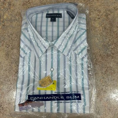 Panhandle Slim Striped Pearl Snap Shirt new old stock 18 1/2 - Image 1 of 4