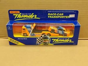 1990 Matchbox DAYS OF THUNDER HARDEE'S #18 RACE CAR TRANSPORTER - MACAU - NOS ! - Picture 1 of 4