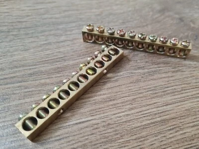 2 X Brass Bus Bar Terminal Block With 10 X Connections Per Block - Image 1 of 2