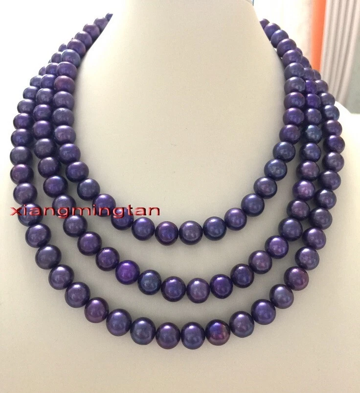 long AAAAA 48”11-12mm TAHITIAN blue red multicolour black pearl necklace 14K - Image 1 of 4
