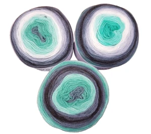 450g Cake Yarn Wollpaket Weiß Grün Grau Farbverlaufsgarn Bobbel Wolle Anthrazit - Bild 1 von 5