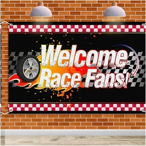 Race Day Celebration Backdrop - 6x4ft Racing Car Birthday Decorations & Party Su - Picture 1 of 7