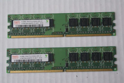 Hynix HYMP564U64BP8-Y5 2x512MB (1GB Total) RAM 1Rx8 PC2-5300U-555-12 - Image 1 of 4