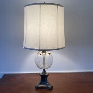 Vintage MCM Hollywood Regency 33” Tall Lamp with Crackled Glass Globe (Heavy) - Picture 1 of 6