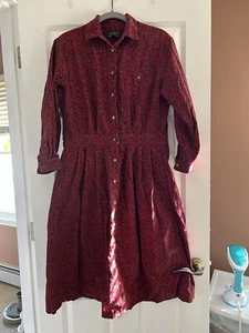 Vintage Eddie Bauer Corduroy Ditsy Floral Dress Small Petite Cottagecore - Picture 1 of 10