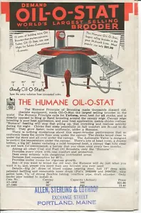 Öl-O-Stat humane Brutküken Broschüre Allen Sterling Lothrop Portland Maine - Bild 1 von 5