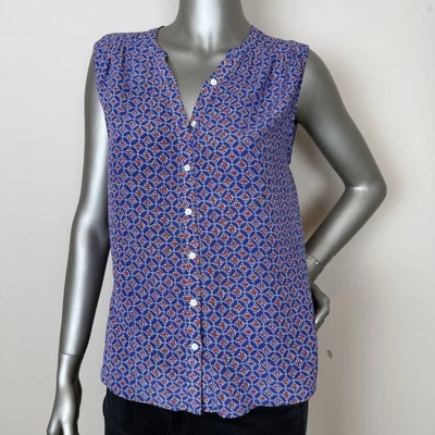 Joie 100% Silk Top Womens Small Purple Print Sleeveless Blouse V-Neck Flowy Nice - Image 1 of 4
