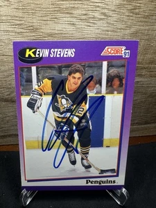 1991-92 Score #248 Kevin Stevens Pittsburgh Penguins In-Person ON-CARD AUTO - Picture 1 of 2