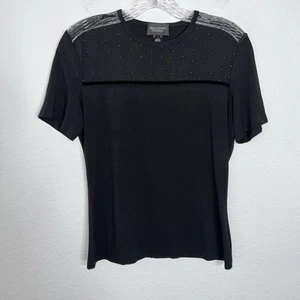 St John Couture Top Damen Small Shirt Nieten transparent Samt Streifen B1 - Bild 1 von 8