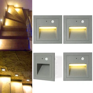 4x 3W LED faretto da incasso a parete luce scale luce gradini rilevatore di movimento grigio DE - Foto 1 di 12
