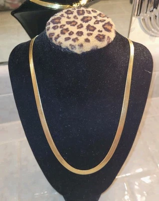 Collar plano espiga chapado en oro 14K marcado Italia 20" Foto 1 de 3