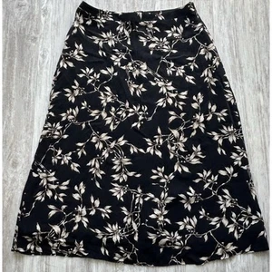 Due Per Due | VINTAGE Women's Black Floral Panel Long Flowy Maxi Silk Skirt | 10 - Picture 1 of 3
