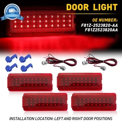 4X [ROJO COMPLETO] Luz LED interior del panel de puerta para Ford F350 Super Duty 1999-2007 Foto 1 de 4