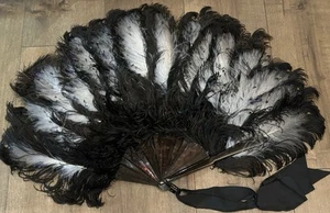 Victorian USA Ostrich FAN W Faux Tortoise Frame Museum QL Free Ship Exc Cond. NR - Picture 1 of 17