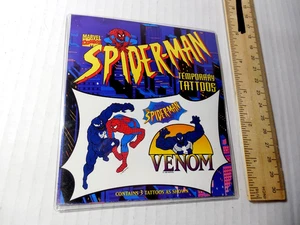 Vintage Spiderman Venom Spider-Man Temporäre Tattoos 1998 Marvel unbenutzt - Bild 1 von 5