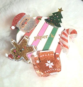 Juego de 5 pinzas para el cabello navideñas Piper K talla mediana 1/2" NUEVO en tarjeta - Imagen 1 de 12