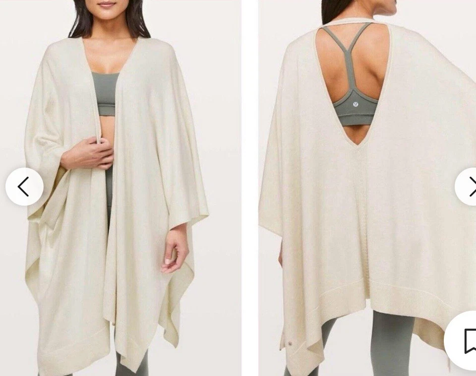 Poncho deportivo envolvente Lululemon Free to Coast talla única crema Foto 1 de 4