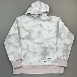 Reebok Classic Felpa con Cappuccio Uomo Grande Bianco Tinta Naturale Marmo Pullover Sportivo - Foto 1 di 14
