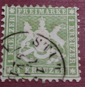 Alemania, Wurttemberg, Sc#34, 1Kr, 1863... Usado (1406-6) - Imagen 1 de 2