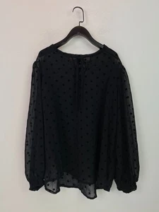 M&S Black Star Sheer Blouse Round Neck Long Sleeve Lightweight UK 20 NEW - Picture 1 of 11