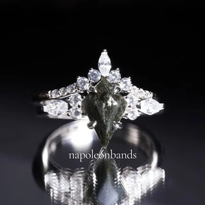 Drachenschliff Salz & Pfeffer Drachenschliff Ring Set Sterlingsilber Verlobungsring - Bild 1 von 10