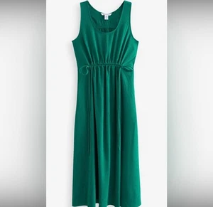 Athleta Echo Kleid ärmellos Midikleid smaragdgrün strukturiert gerafft Medium - Bild 1 von 7