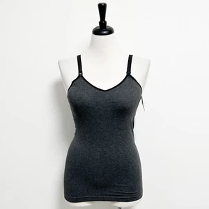 Auden Dark Heather Grey Nursing Cami Tank Top Adjustable Straps Shelf Bra Medium - Picture 1 of 11