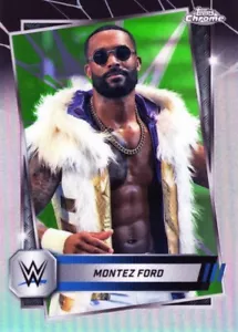 Rifrattori Topps Chrome WWE 2025 verde fluo e nero #185 Montez Ford - Foto 1 di 1
