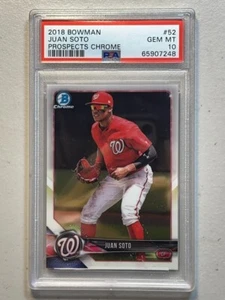 Juan Soto PSA 10 2018 Bowman Chrome Prospects Pre-RC Rookie Gem Nationals (248) - Picture 1 of 2