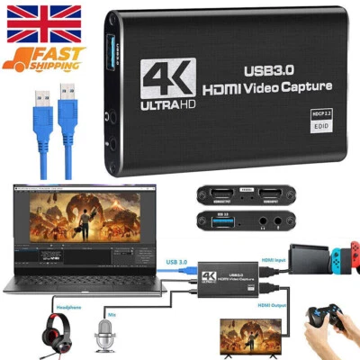 4K Audio Video Capture Card USB 3.0 HDMI Video Capture Device Full HD Adapter UK - Image 1 of 4