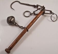 Antique Roman Balance Time Peson Wood Wrought Iron Copper Brass Scale Rare 18th