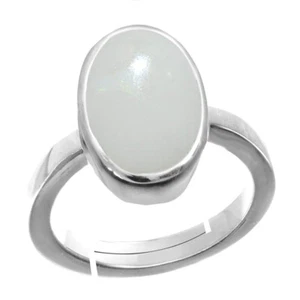 Natural Gemstone Silver Plated Opal Adjustable Ring in Size (AU H-P or Q-Z) - Picture 1 of 5