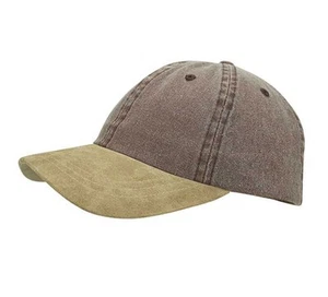 G Washed Pigment Dyed Twill Baseball Cap With Suede Bill Chocolate Brown Tan - Bild 1 von 1