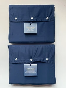 NEW Ralph Lauren ORGANIC Sateen *QUEEN FLAT & Deep FITTED SHEET Polo NAVY Blue - Picture 1 of 14